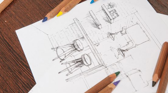 Outline drawings for the design of the kitchen design, everythin Outline drawings for the design of the kitchen design, everythin